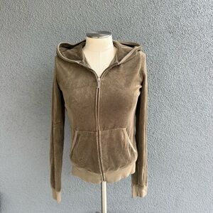 Juicy Couture Velour Zip Hoodie Sage Green Size M Y2K J Zipper